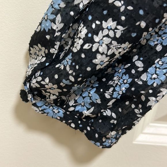 Veronica Beard "Lowell Blouse" Floral Print - SZ 6, Blue and Black - Picture 11 of 11